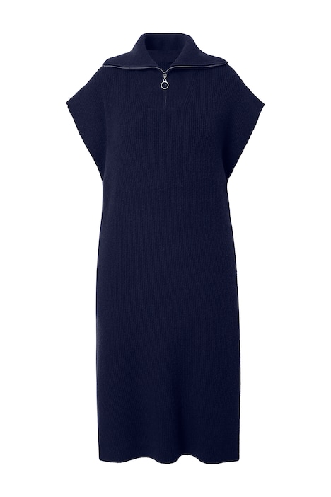 Úpletové šaty, oversize, troyer límeček, bez rukávů, midi délka