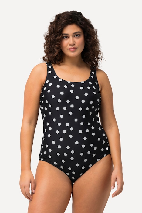 Maillot de bain a pois decollete rond sans bonnets souples Maillots 1 piece Maillots de bain