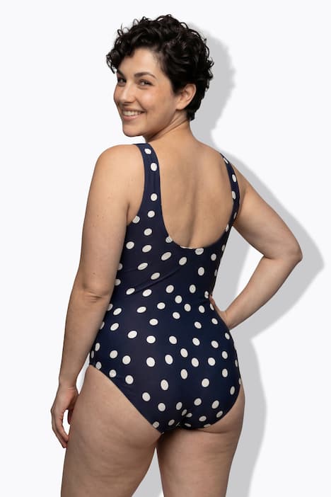 Badeanzug, Punkte, ohne Softcups, Rundhals