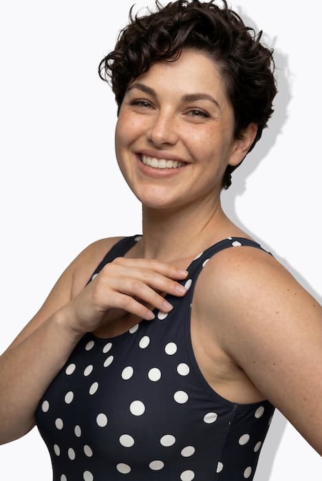 Badeanzug, Punkte, ohne Softcups, Rundhals