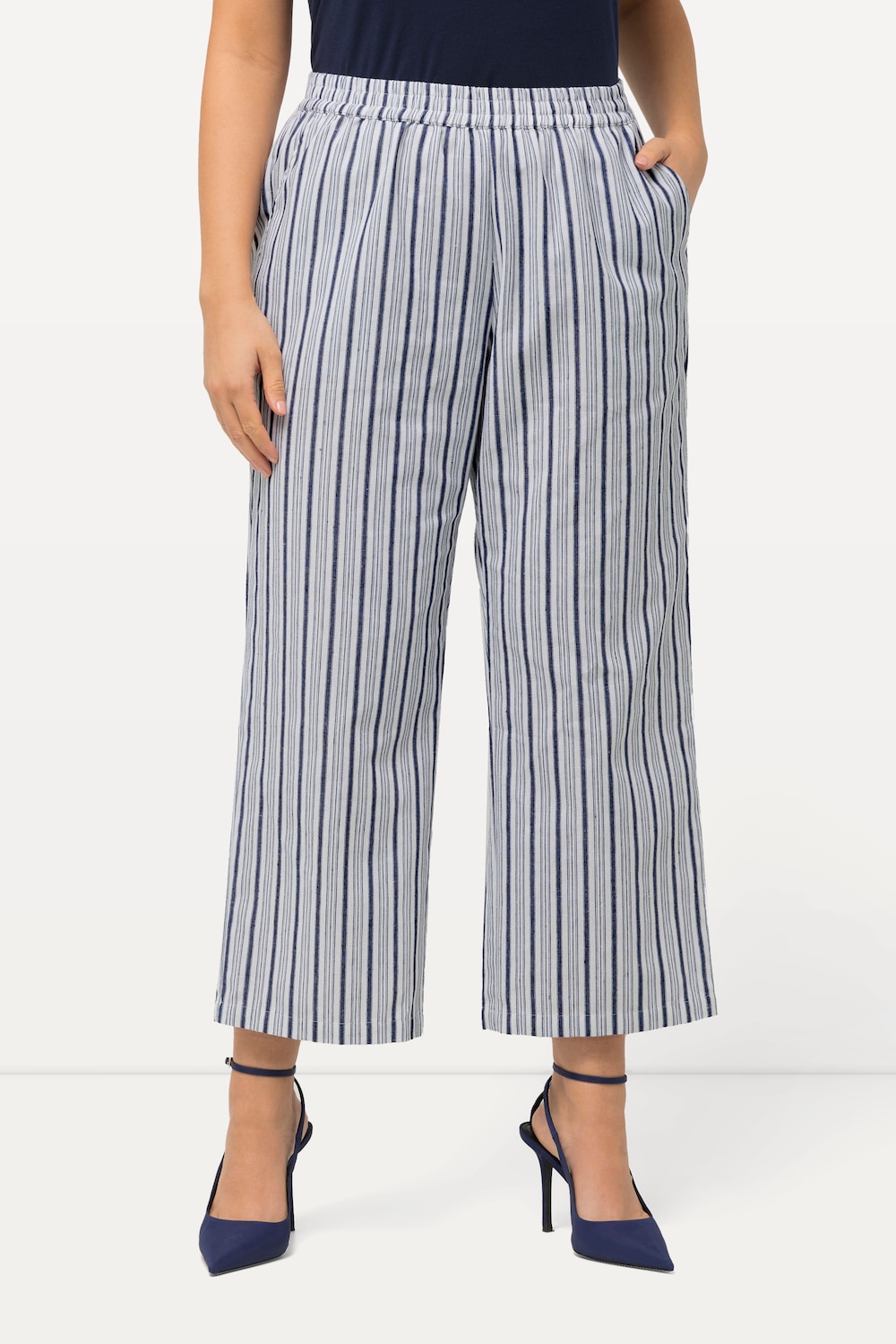 Große Größen Schlupfhose, Damen, beige, Größe: 42/44, Polyester/Leinen, Ulla Popken