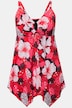 Hawaiian Flower Print Pointed Hem Swim Dress