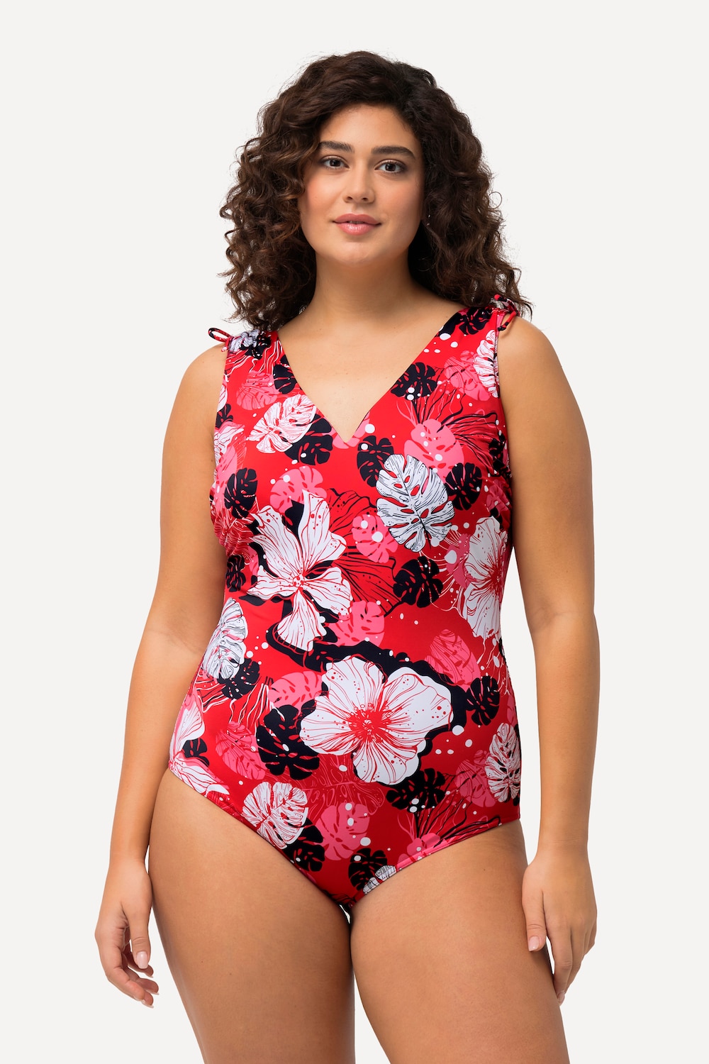 Große Größen Badeanzug, Damen, rot, Größe: 44, Synthetische Fasern/Elasthan, Ulla Popken