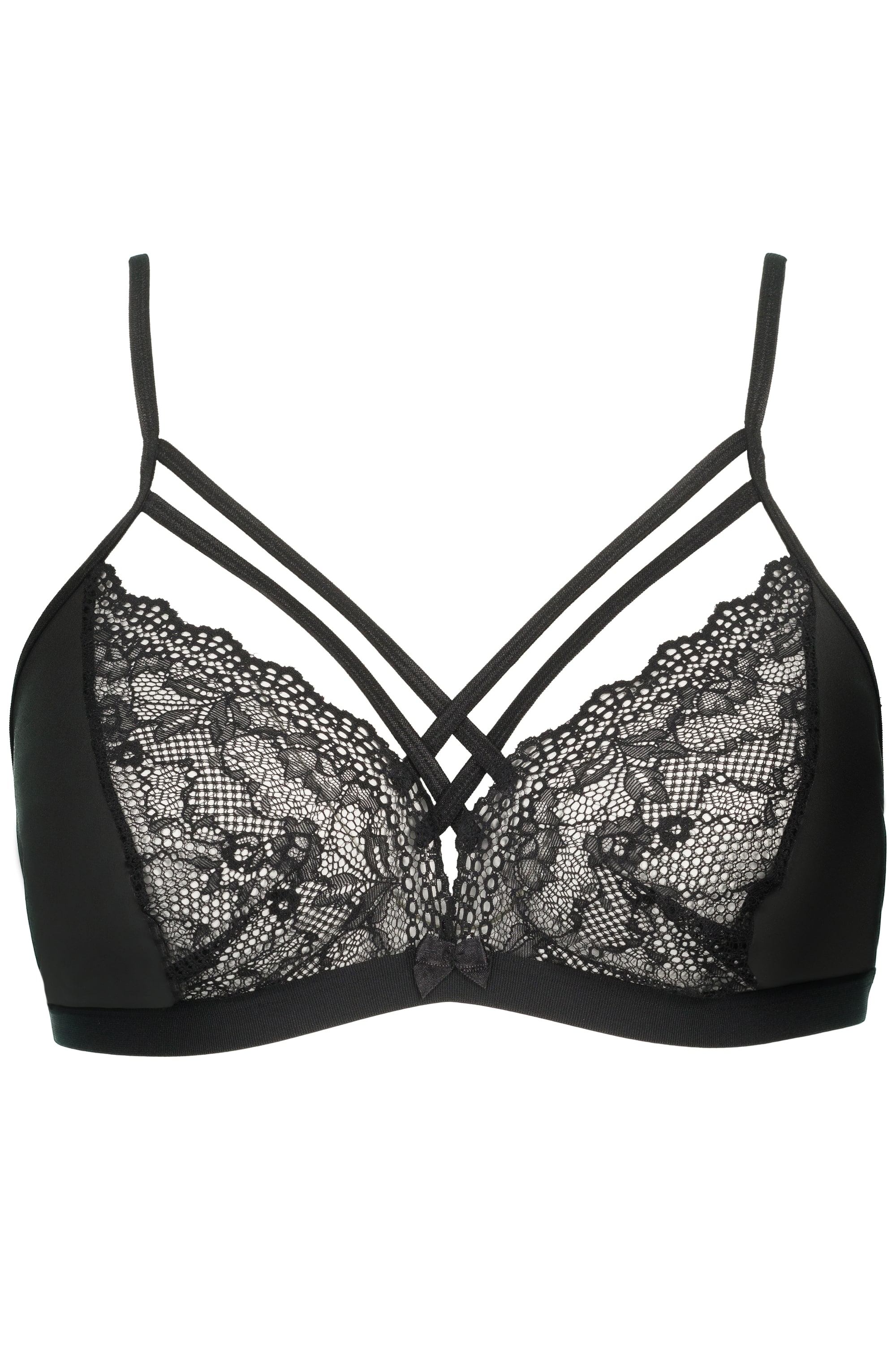 Ulla Popken Damen große Größen Bralette Schnürroptik und wetlook Material 827155