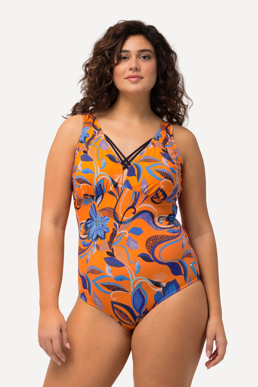 Große Größen Badeanzug, Damen, orange, Größe: 50, Polyester/Synthetische Fasern/Elasthan, Ulla Popken