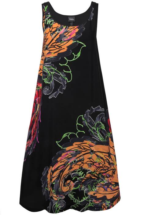 Šaty, potisk, A střih, kulatý výstřih, bez rukávů