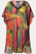 Chiffon-Tunika, Oversized, V-Ausschnitt, Halbarm