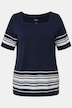Striped Hem Square Neck Short Sleeve Tee