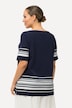 Striped Hem Square Neck Short Sleeve Tee