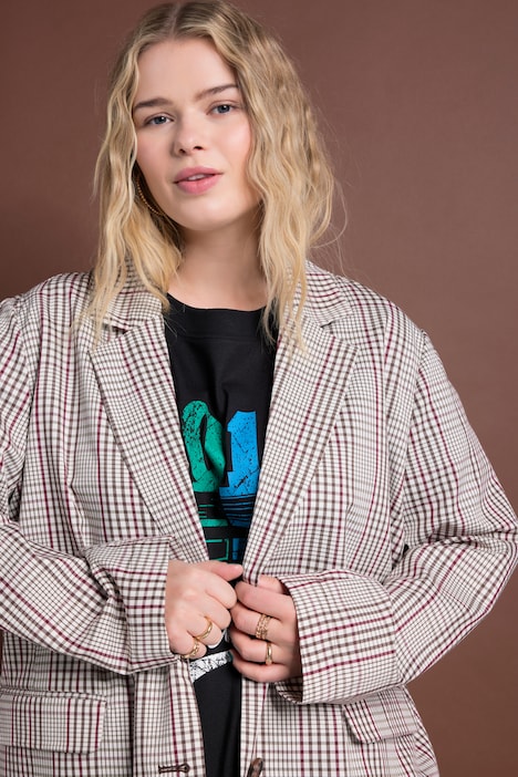 Oversized Plaid Blazer chestnut brown Ulla Popken