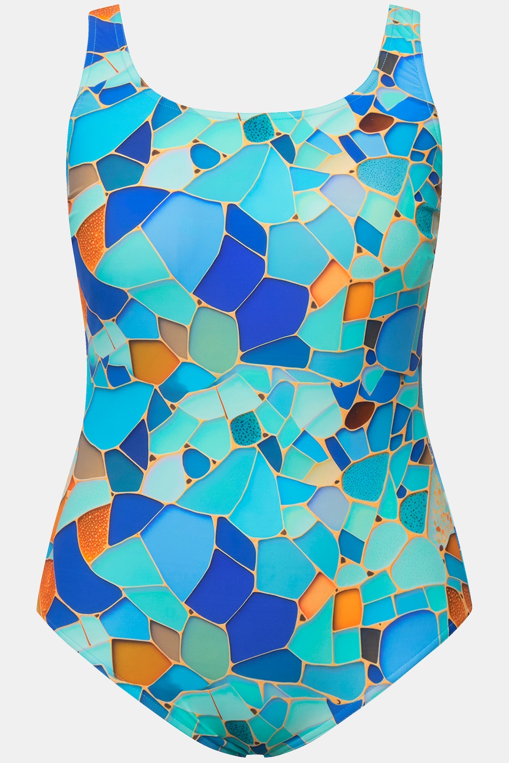 Stora storlekar Baddräkt med print, Dam, blå, storlek: 54/56, Polyester/Syntetfibrer/Elastan, Ulla Popken