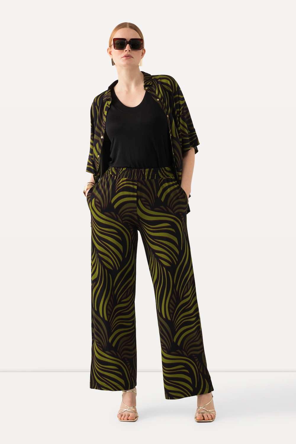 Grote Maten Slinky broek, Dames, zwart, Maat: 58/60, Viscose, Ulla Popken