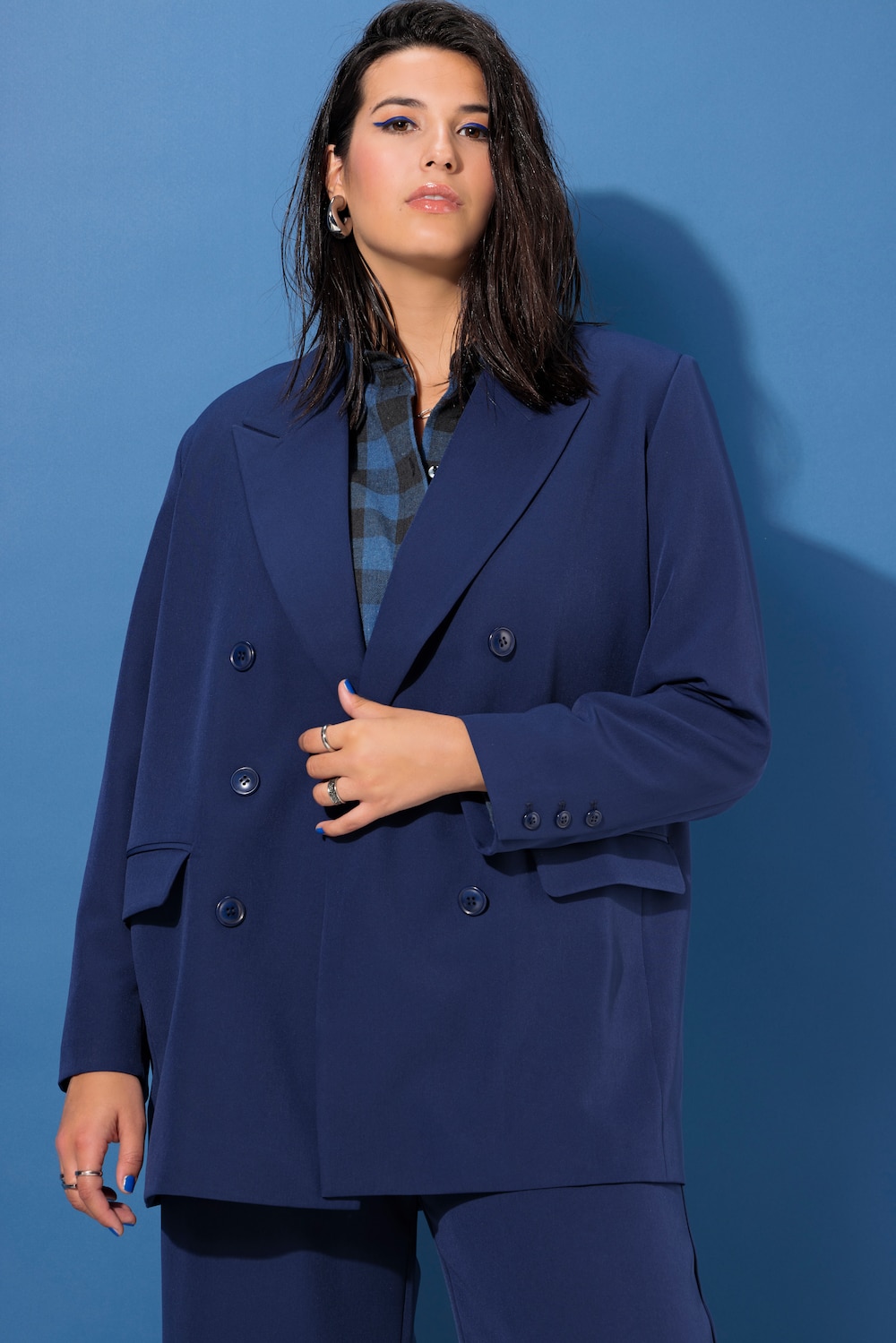 Große Größen Blazer, Damen, blau, Größe: 50/52, Polyester, Studio Untold