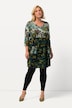Mix Olive Tone Print Empire Knit Cotton A-line Tunic