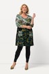 Mix Olive Tone Print Empire Knit Cotton A-line Tunic