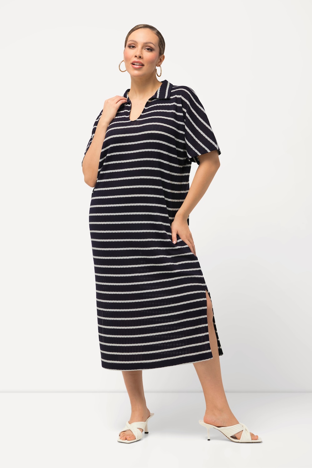 Große Größen Strick-Midikleid, Damen, blau, Größe: 50/52, Polyester, Ulla Popken