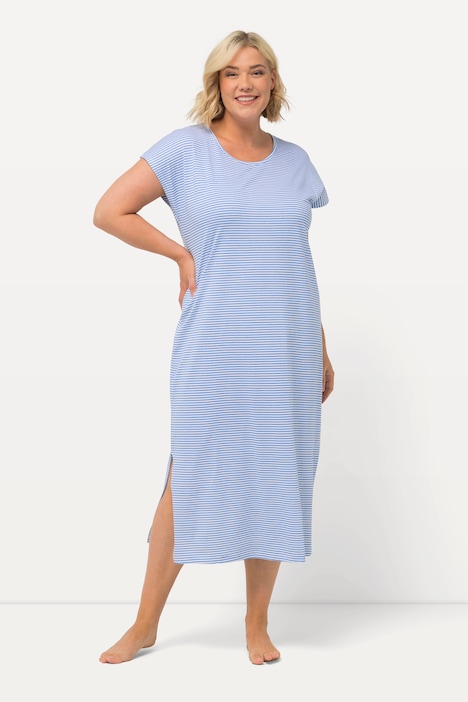 Striped Short Sleeve Cotton Nightgown