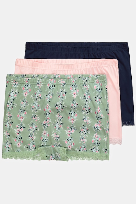 Pack of 3 printed stretch cotton boyshort panties, Culottes pour femme