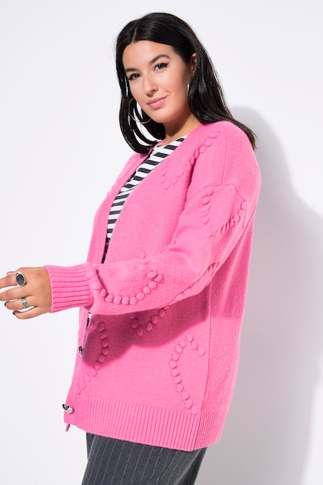 Strickjacke, oversized, Heart-Muster, V-Ausschnitt