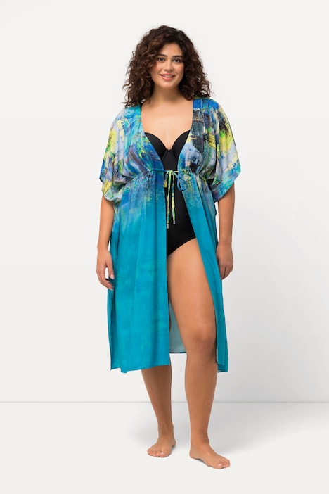 Abstract Pattern Gradient Tie Waist Kaftan