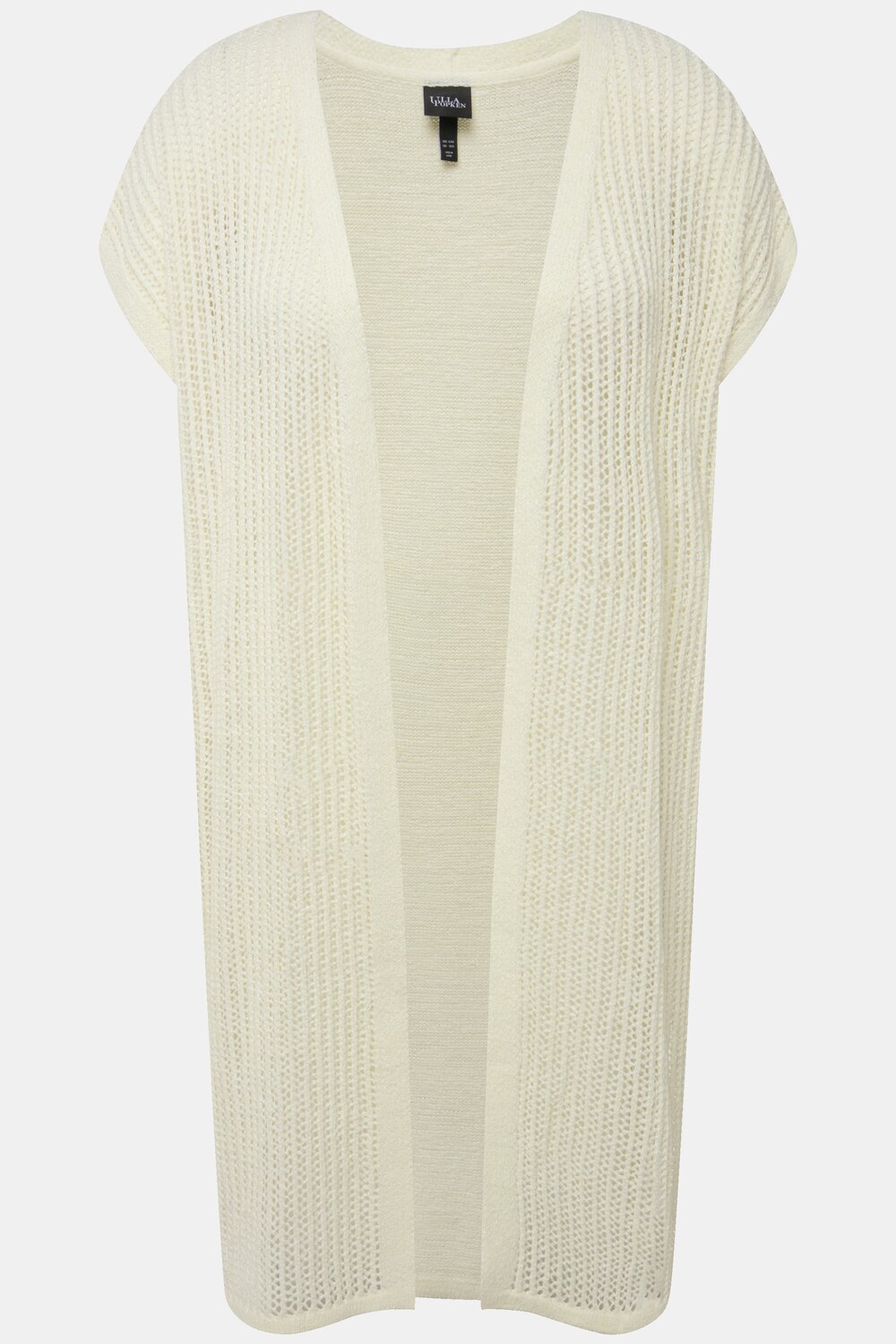 Stora storlekar Stickad väst med hålstickning, Dam, vit, storlek: 50/52, Syntetfibrer, Ulla Popken