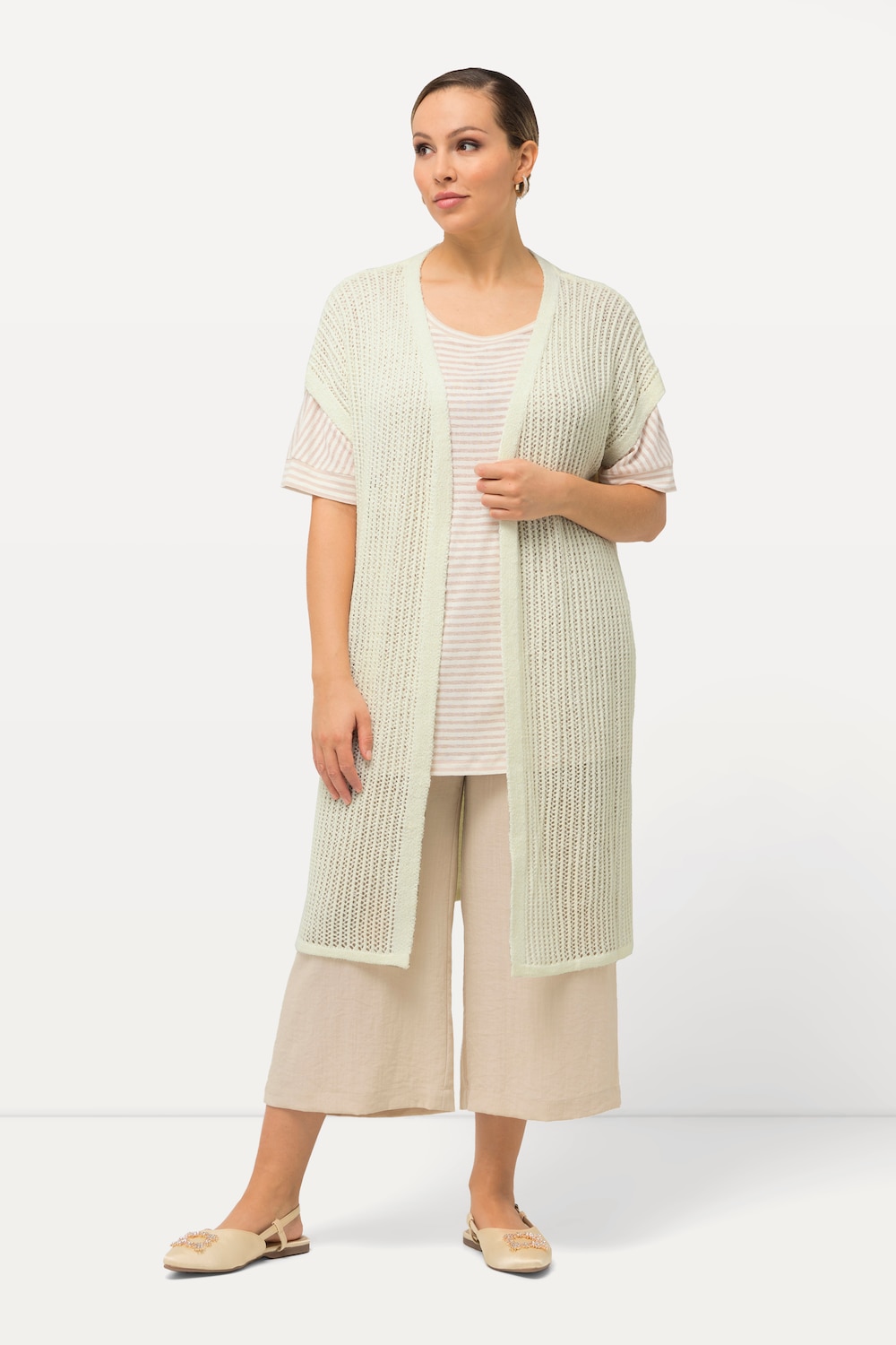 Große Größen Strickweste, Damen, weiß, Größe: 50/52, Synthetische Fasern, Ulla Popken