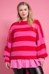Pullover, oversized, Blockstreifen, Rundhals, Langarm