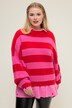 Pullover, oversized, Blockstreifen, Rundhals, Langarm