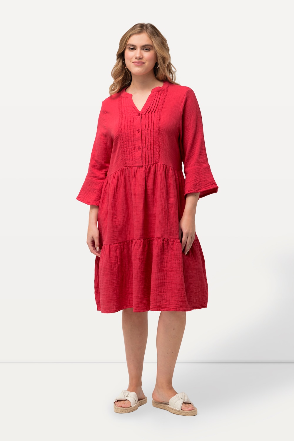 Große Größen Musselin-Kleid, Damen, rosa, Größe: 46/48, Baumwolle, Ulla Popken