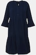 Musselin-Kleid, A-Linie, Tunika-Ausschnitt, 3/4-Arm