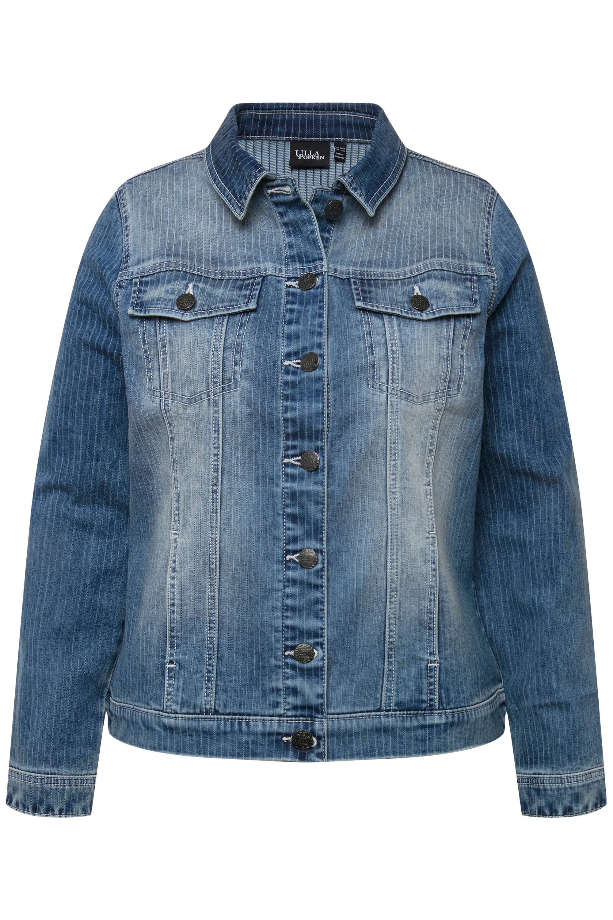 Ulla Popken Damen große Größen Jeansjacke Streifen Hemdkragen Knopfleiste 827348