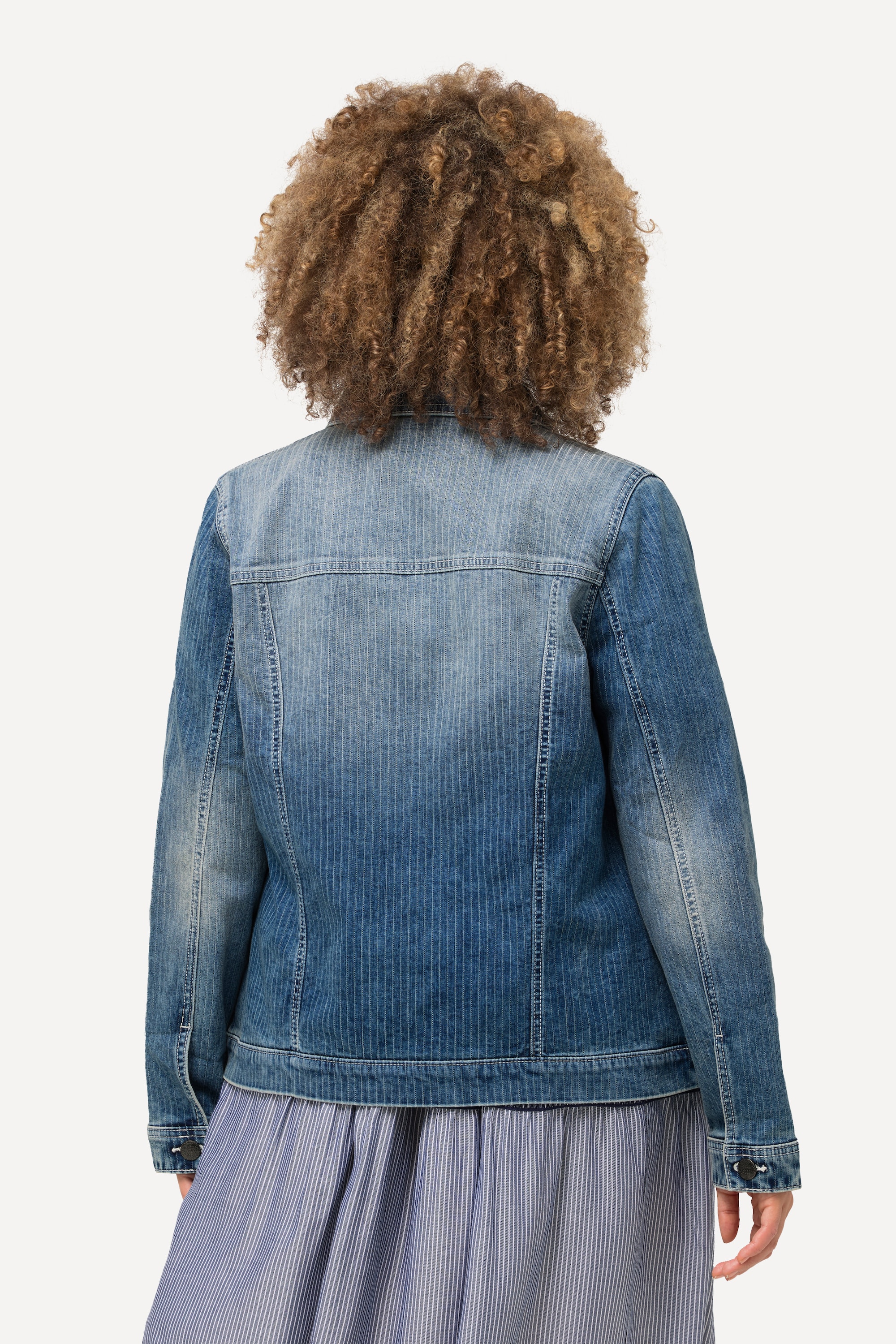 Ulla Popken Damen große Größen Jeansjacke Streifen Hemdkragen Knopfleiste 827348