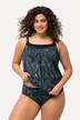Tankini imprimé jungle, avec bonnets souples, matière recyclée.