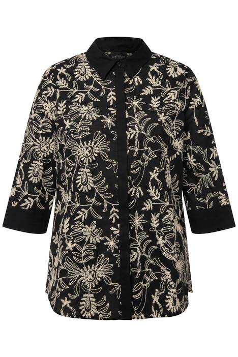 Halenka, květovaná výšivka, límeček, 3/4 rukávy