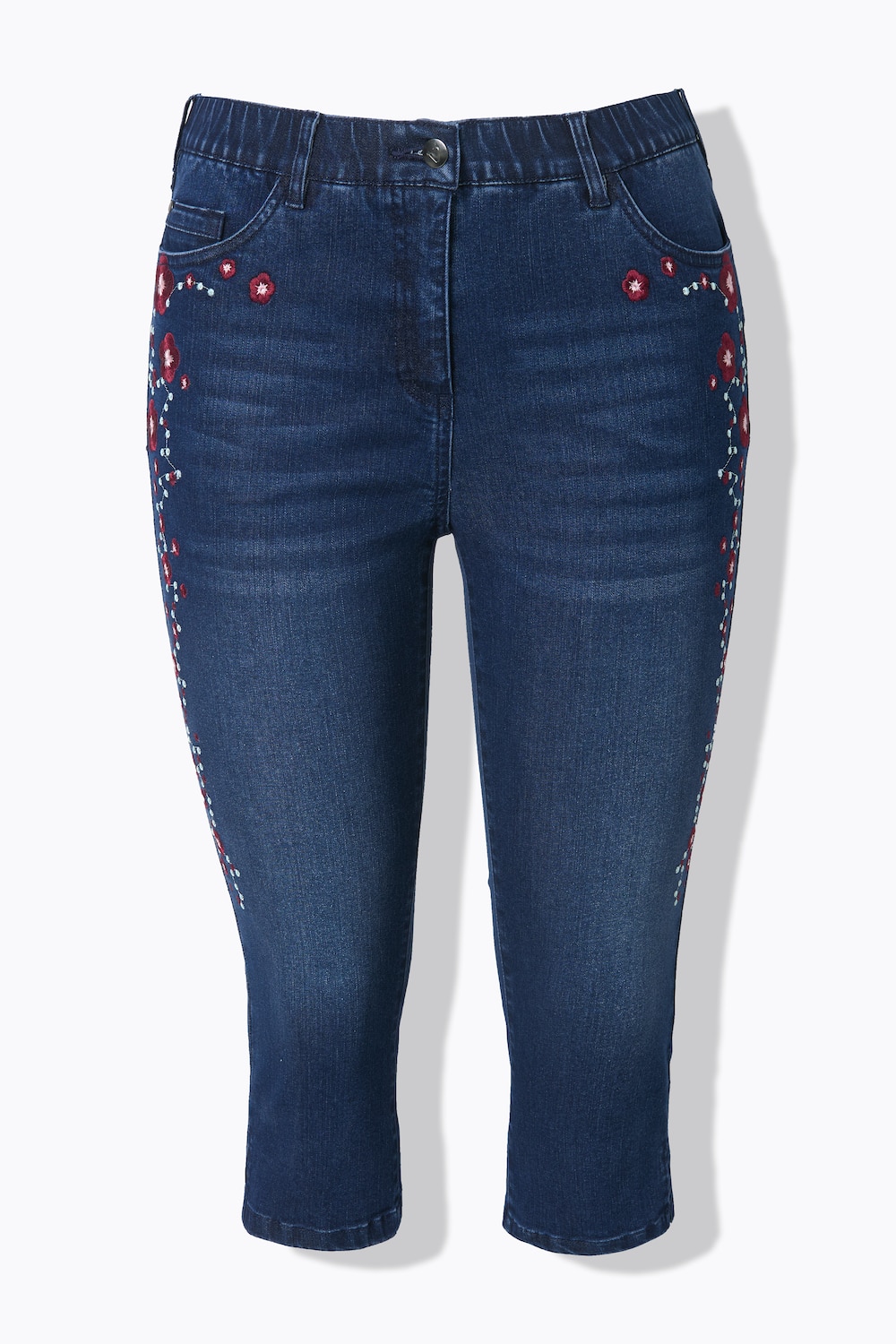 Stora storlekar Caprijeans Sarah, Dam, blå, storlek: 58, Bomull/Polyester/Viskos, Ulla Popken