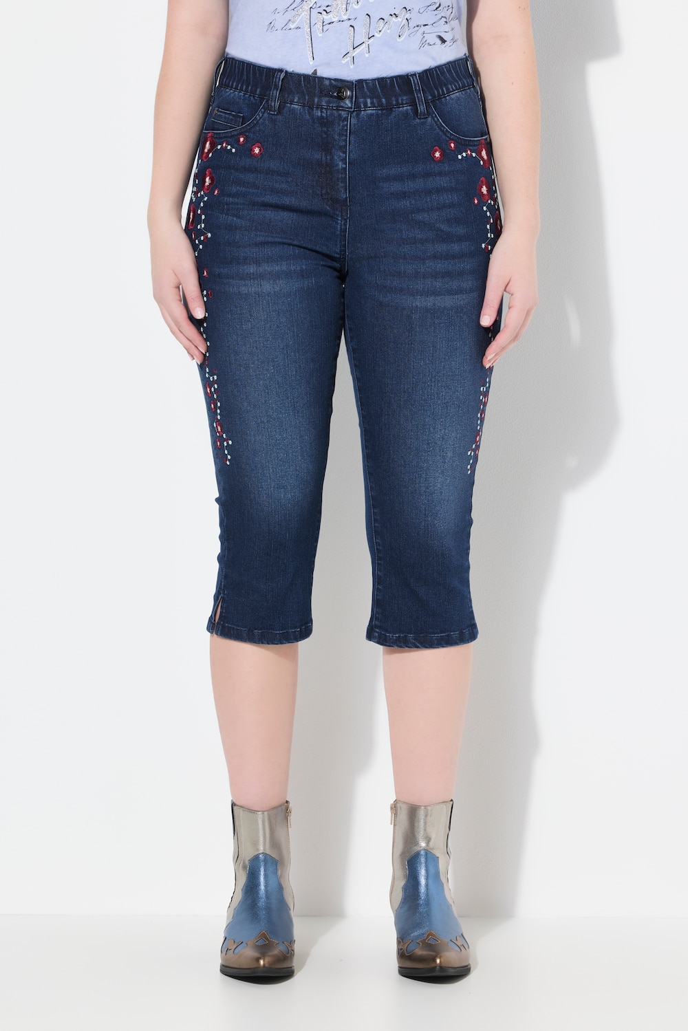 Große Größen Caprijeans Sarah, Damen, blau, Größe: 62, Baumwolle/Polyester/Viskose, Ulla Popken