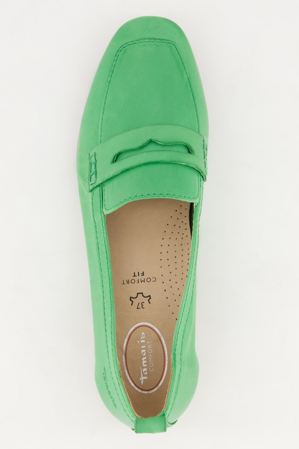 Stora storlekar Tamaris Comfort skinnloafers med uttagbar sula, Dam, grön, storlek: 38, Läder/Syntetfibrer/Annat, Ulla Popken