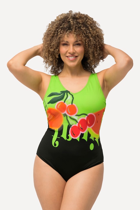 Fruit Motif One Piece Cupless Swimsuit, Swimsuits