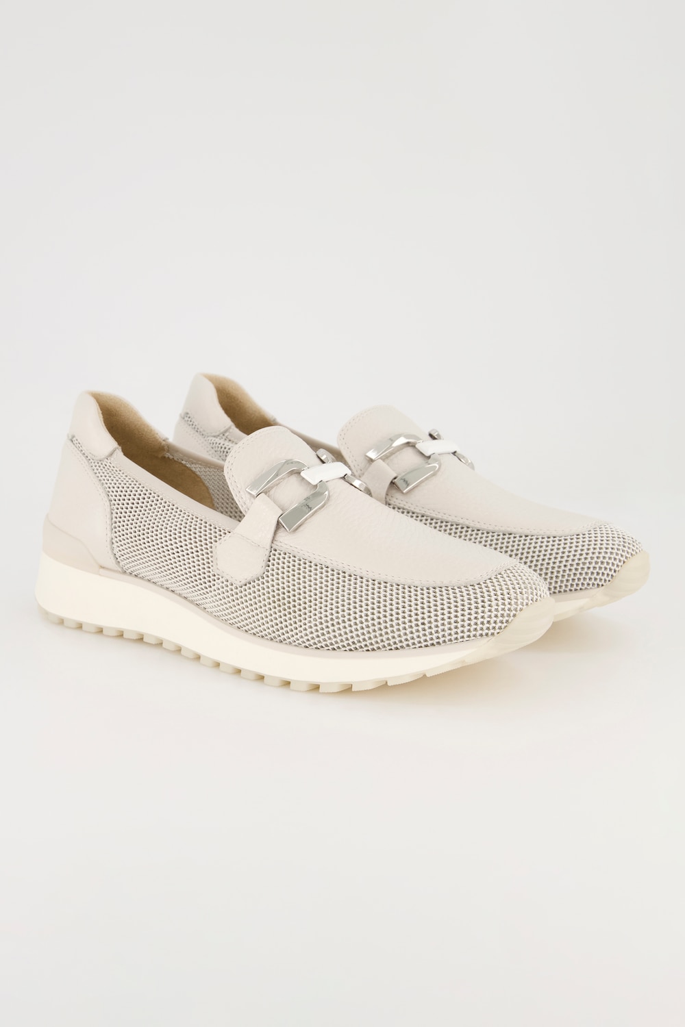 Grote Maten Caprice leren sneakers, Dames, beige, Maat: 42, Leer/Synthetische vezels, Ulla Popken