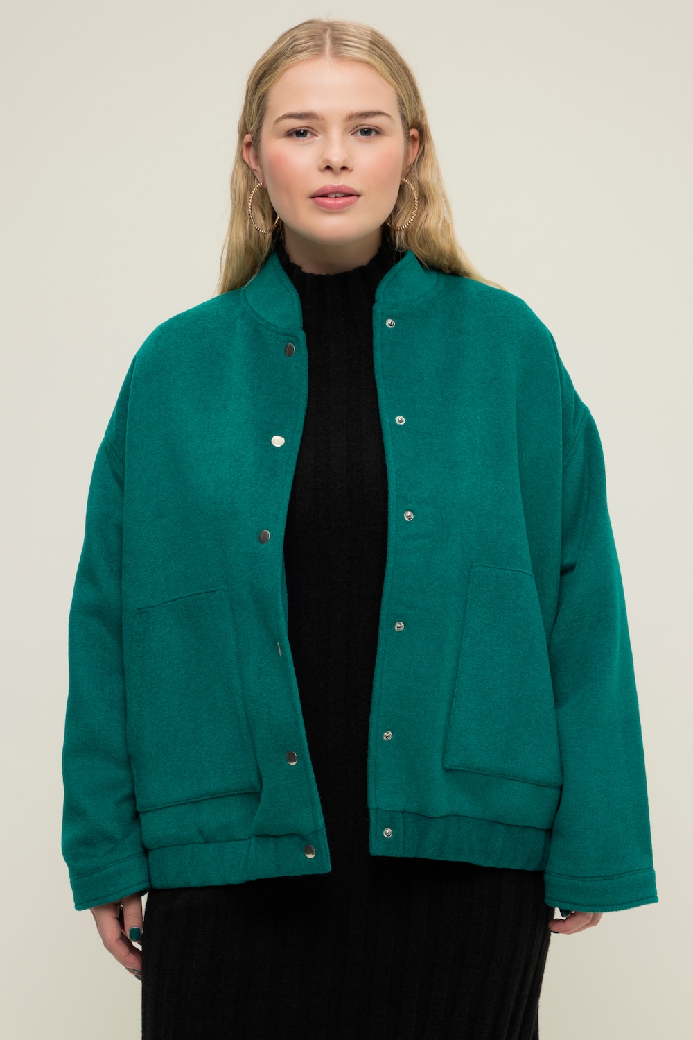 Große Größen Blouson, Damen, türkis, Größe: 46/48, Polyester/Wolle, Studio Untold