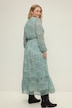 Maxikleid, A-Line, Paisley Print, V-Ausschnitt, elastische Taille, Langarm