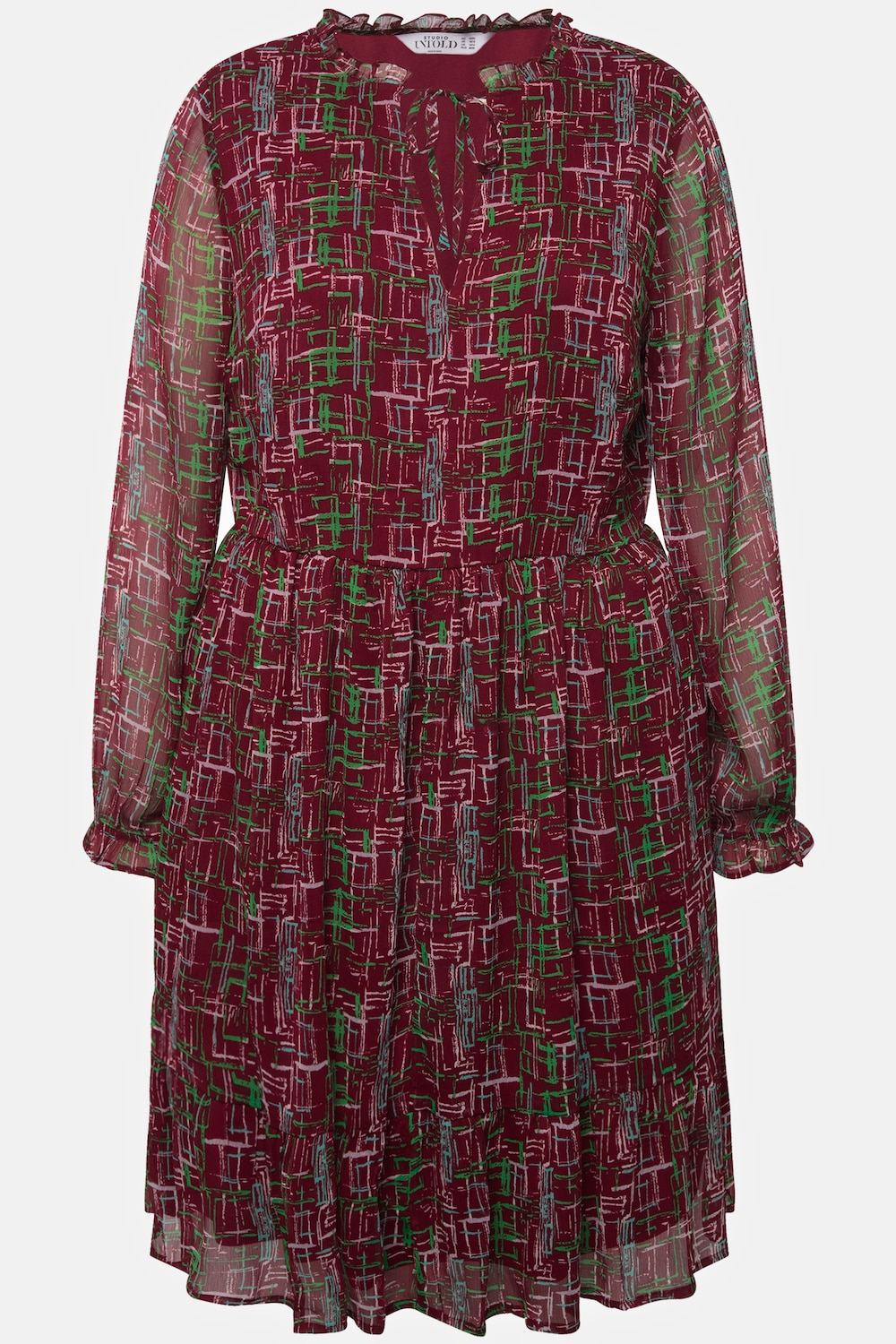 Stora storlekar Miniklänning i A-linjemodell med grafiskt print, Dam, röd, storlek: 50/52, Polyester, Studio Untold