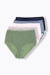 Maxislips, set van 5, strepen/effen, hoge taille