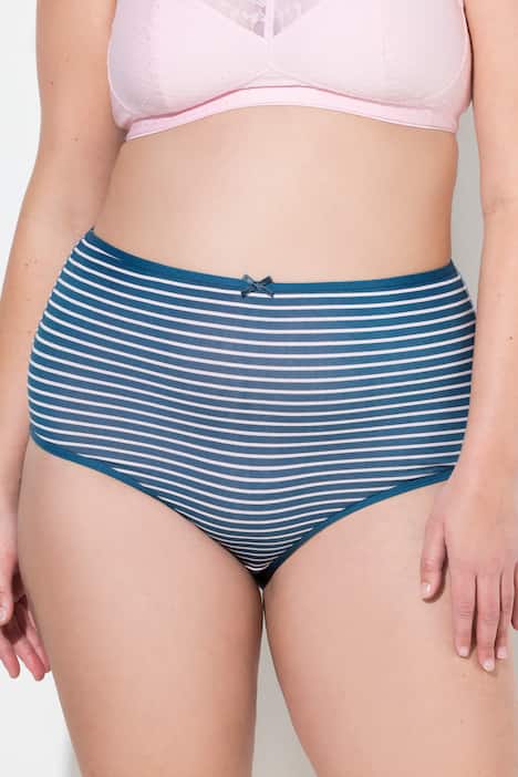 Maxislips, set van 5, strepen/effen, hoge taille