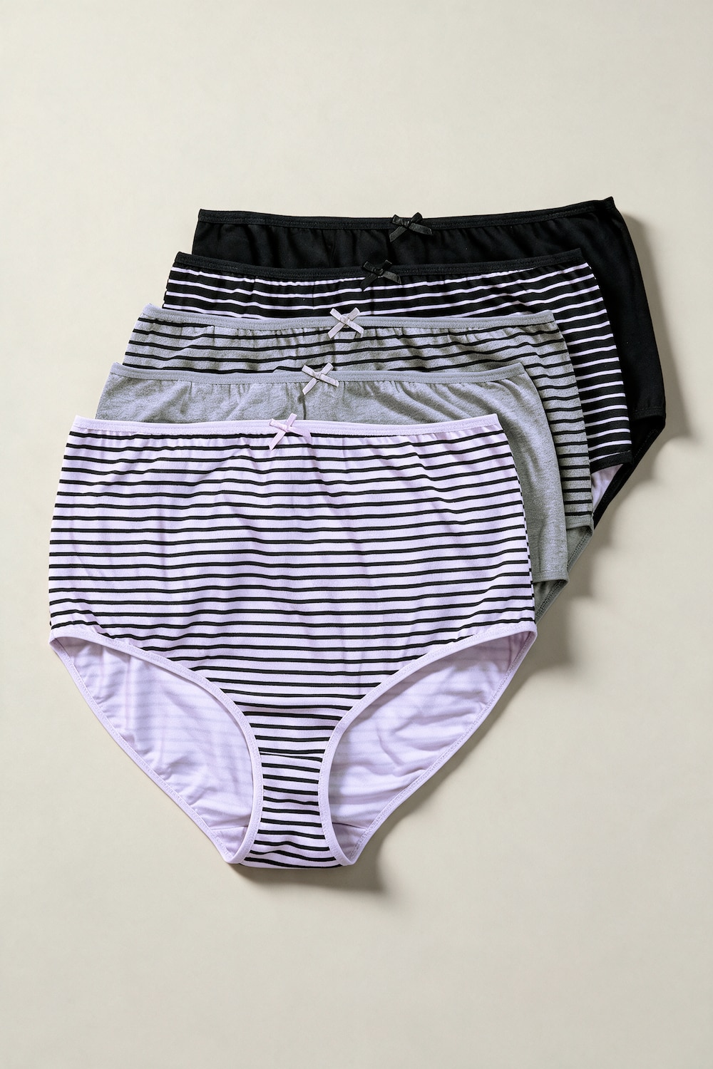 Maxislips, 5er-Pack, Ringel/einfarbig, High Waist
