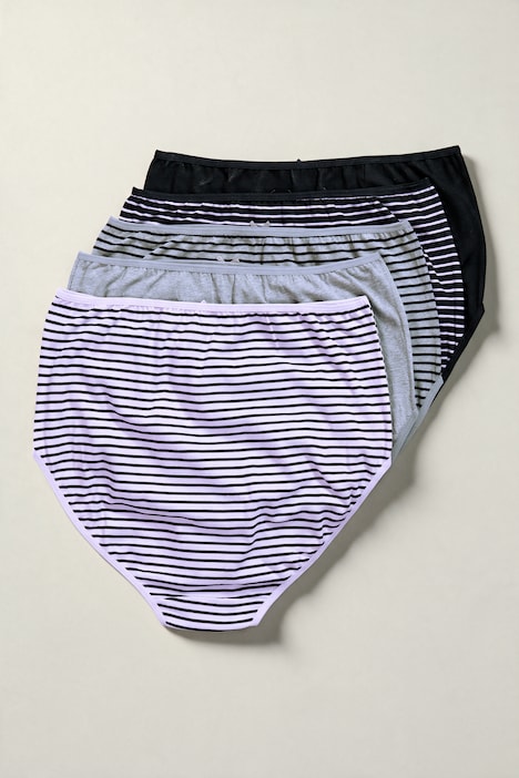 Maxislips, 5er-Pack, Ringel/einfarbig, High Waist