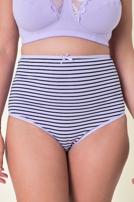 Maxislips, 5er-Pack, Ringel/einfarbig, High Waist