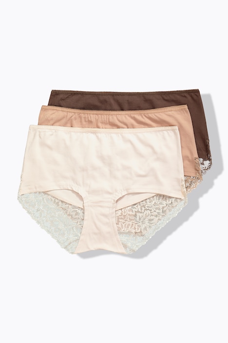 3 Pack Lace Detail Hipster Briefs