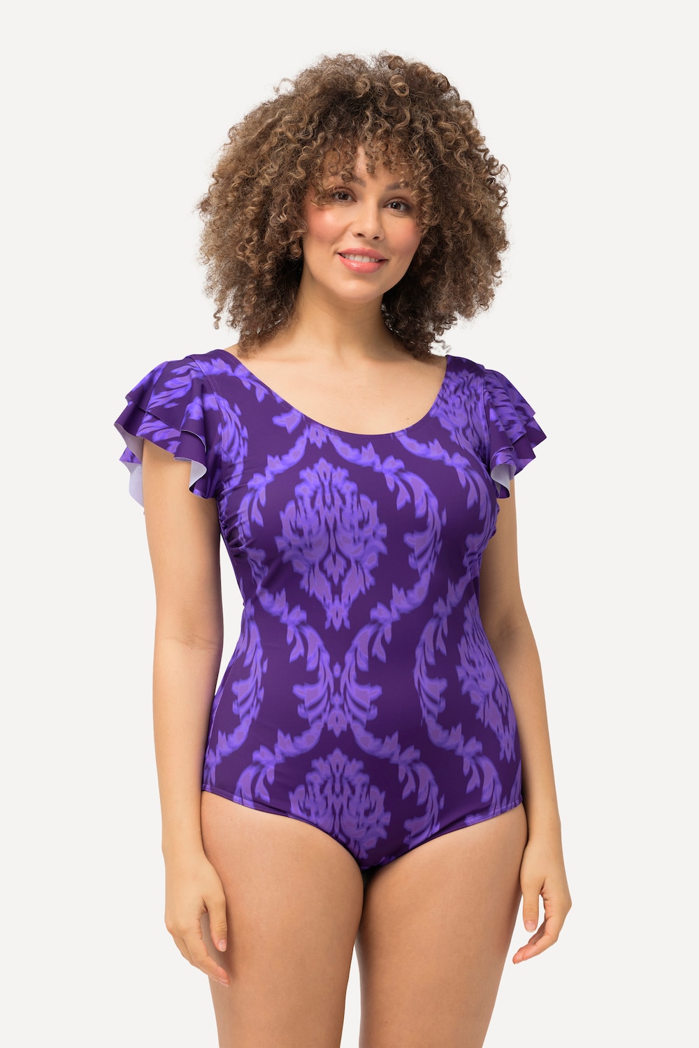 Große Größen Badeanzug, Damen, lila, Größe: 46, Synthetische Fasern/Elasthan, Ulla Popken