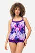 Tankini avec bonnets souples, bretelles ajustables et imprimé marbre